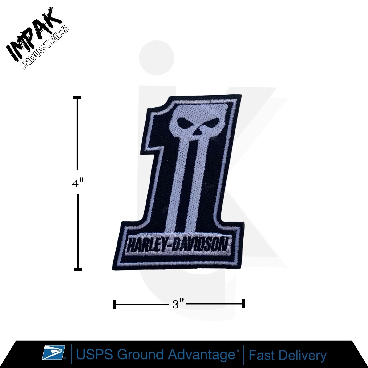 Harley Davidson Dark Custom No 1 Embroidered Patch Sew Iron On Patch Size 3"x4"