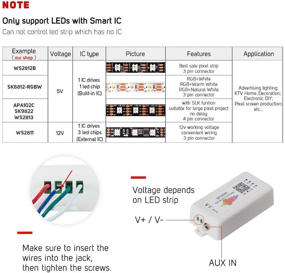 Ws2812b Ws2811 Led Music Controller SP107E RGB Bluetooth Controller DC5-24V