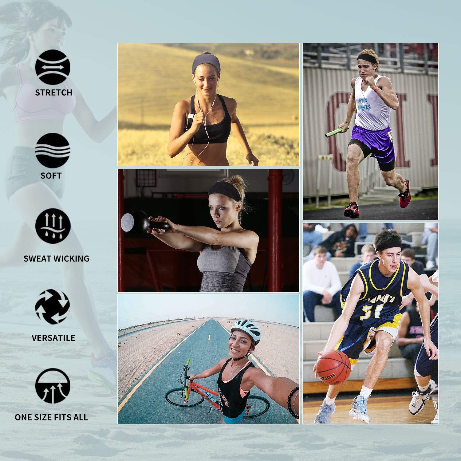 Workout Fitness Headbands for Women Men Wide Hair Band Non-Slip Sport Head Bands