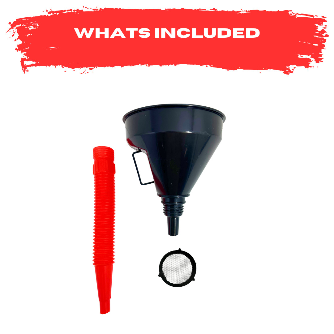 Pit Posse Automotive Funnel Oil Change Large Wide Mouth Flex Flexible Spout