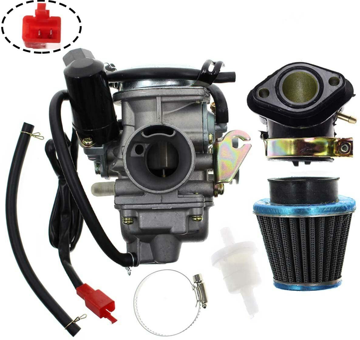 PD24J Carburetor for GY6 125cc 150cc Go Kart Scooter 152QMI 157QMJ Air Filter US