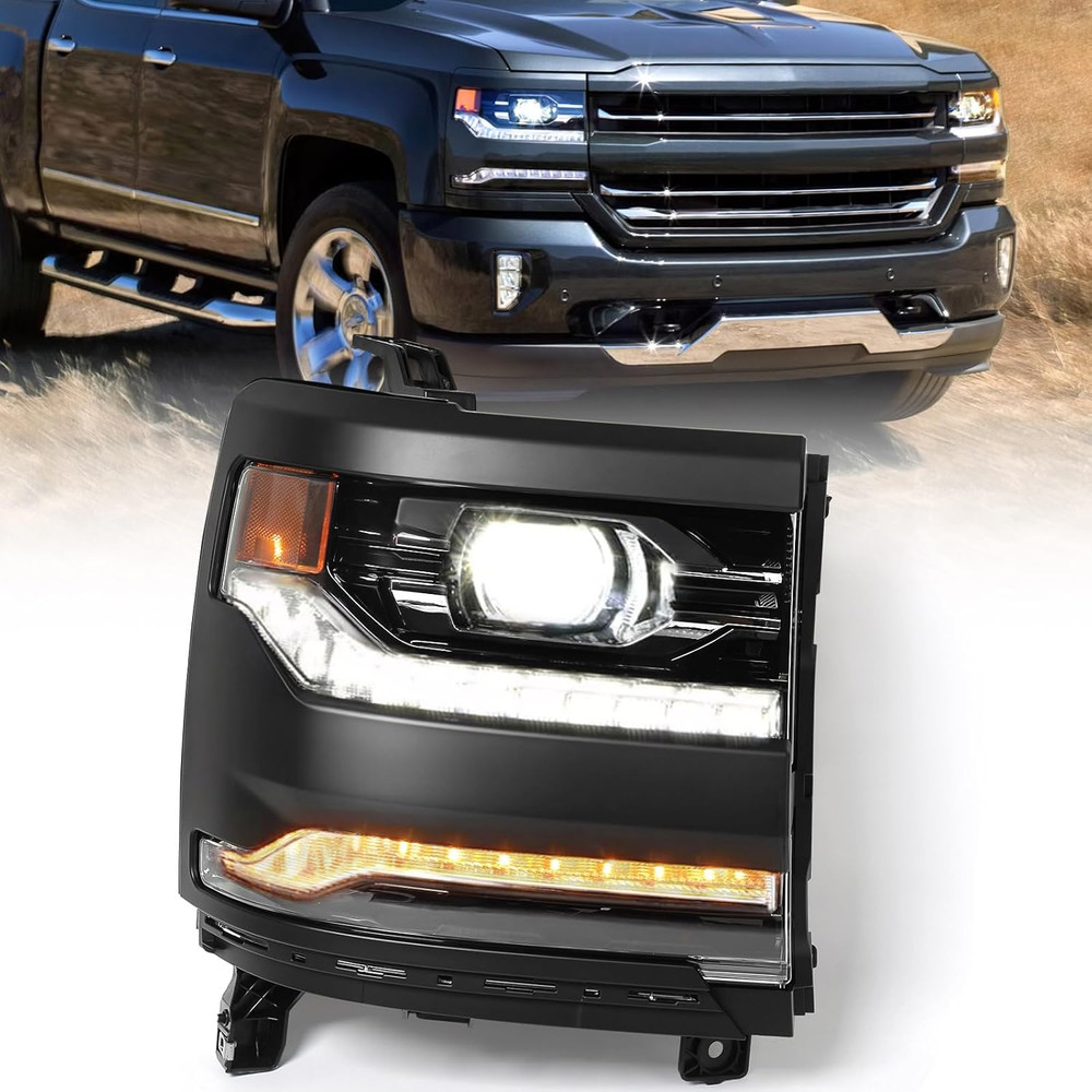 Full LED Headlight Assembly Compatible with Chevy Silverado 1500 2016 2017 2018/