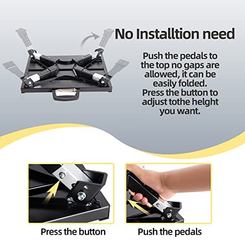 Steps, Foldable RV Step Stool with a Adjustable Height Step Black+yellow