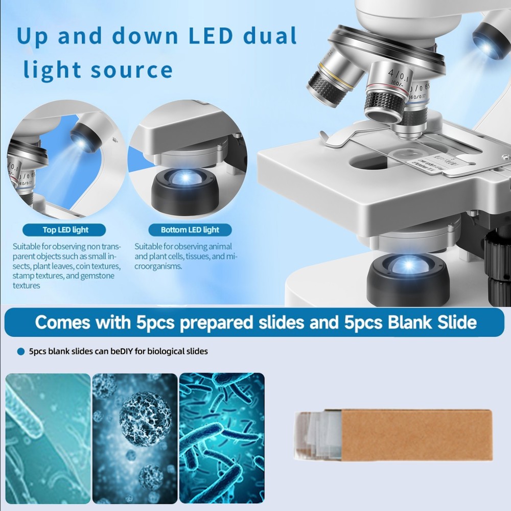 OMG 40 X -2500 X Trinocular LED Lab Compound Microscope with Double Layer
