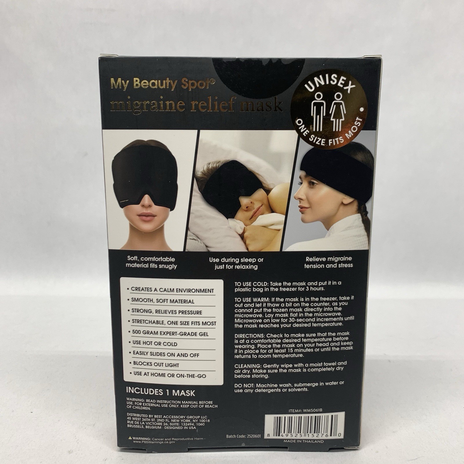 🔥✅ My Beauty Spot Migraine Relief MaskCap, Soothing Headache Hat Hot Or Cold 🆕