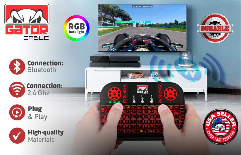 Mini Wireless Bluetooth Keyboard Remote Touchpad Smart-TV Android TV PC Backlit