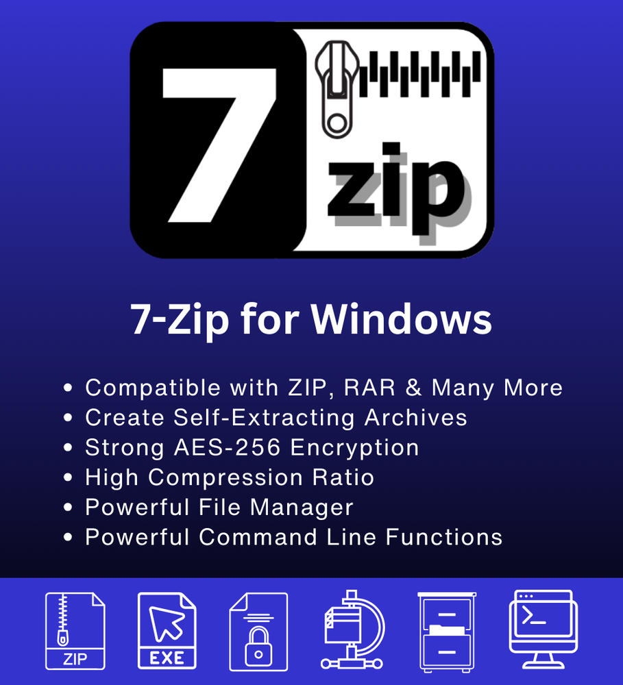 7-Zip 2023 - Ultimate Compression & Encryption - File Archiver and Unzip On CD