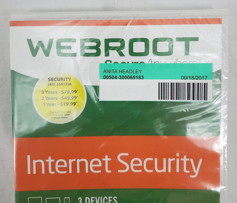 Webroot Secure Anywhere Internet Security 3 Devices (NOS)