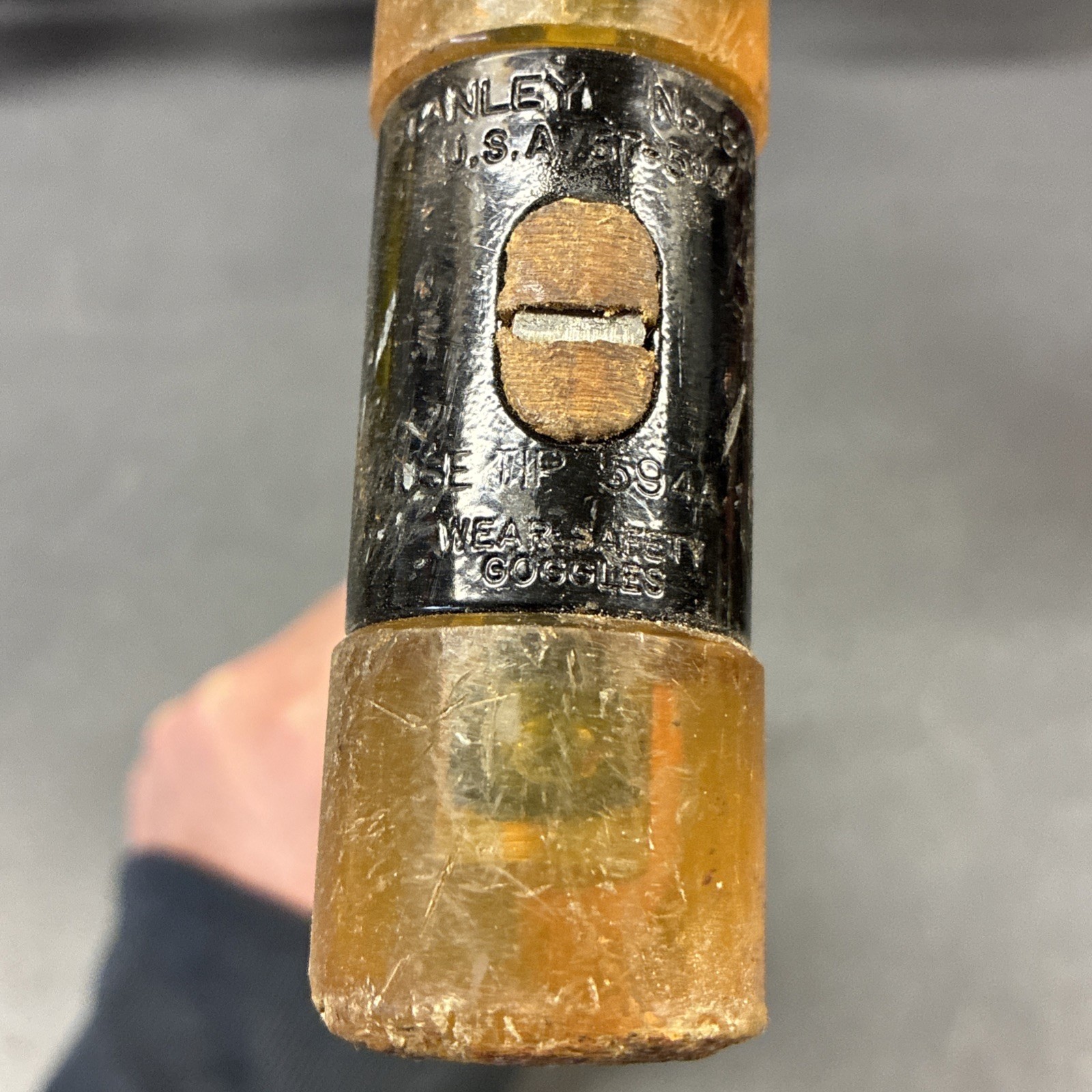 Vintage Stanley No 594 Plastic Double Soft Faced Hammer Mallet 10.5" Wood Handle