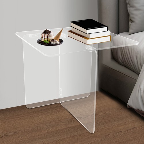 Acrylic Side Table, End Table, Free Standing Clear Modern Bedside Table