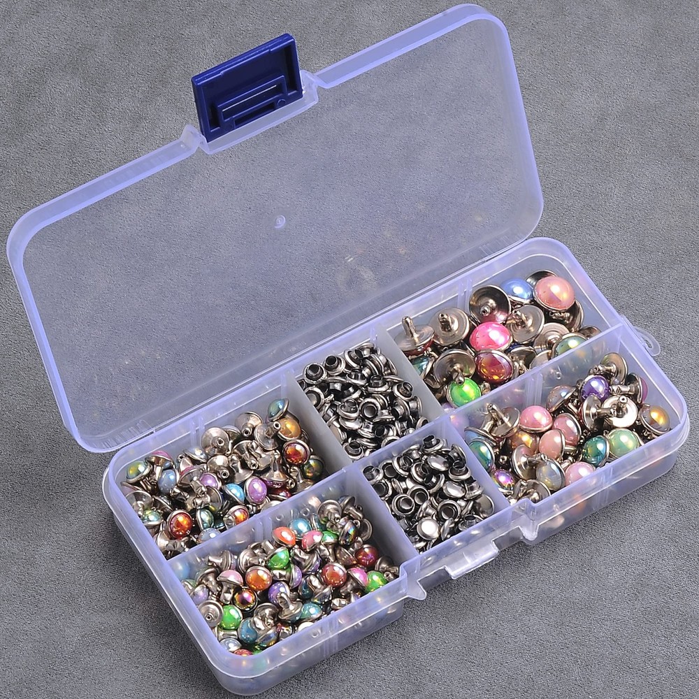 260 Sets Mixed Sizes Leather Rivets Mixed AB Colors Rivets Studs Rivets for C...