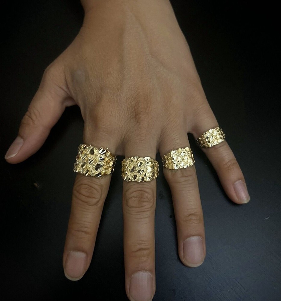 Authentic 14k Gold Nugget Ring Manly Small Medium Large Extra Large Sizes 6-13