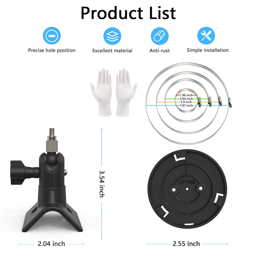 Pole/Railing Mount for Ring Pan-Tilt Mount Outdoor 360°Adjustable Bracket