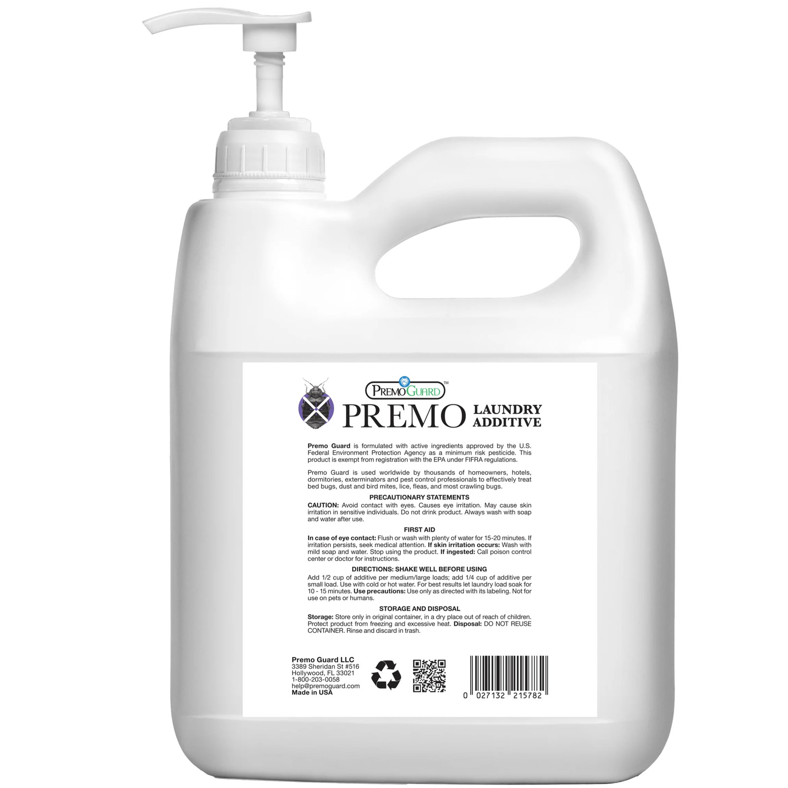 Bed Bug & Mite Killer Laundry Additive-128 oz-Natural Non-Toxic-By Premo Guard
