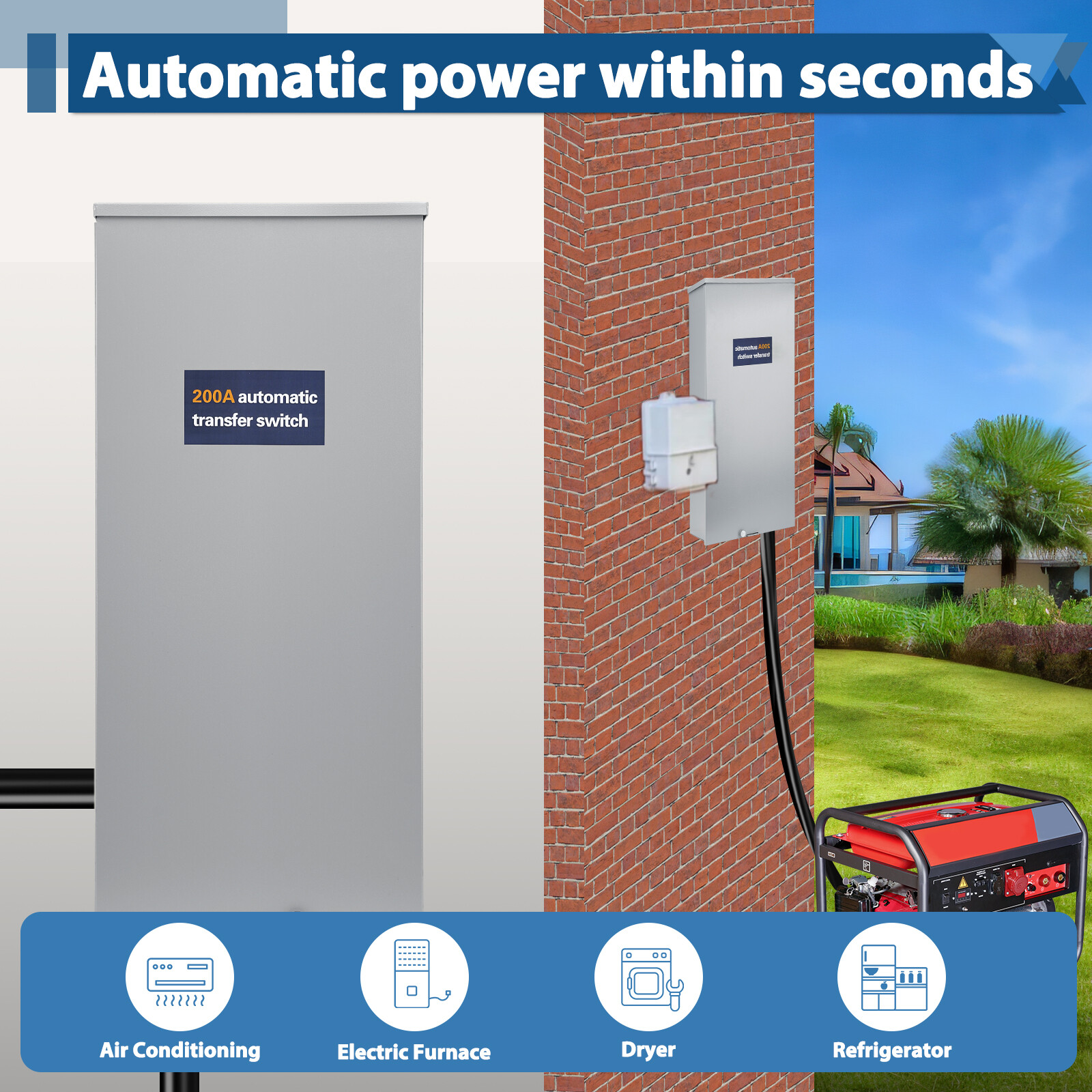 Upgrade 200-AMP Automatic Whole House Transfer Switch