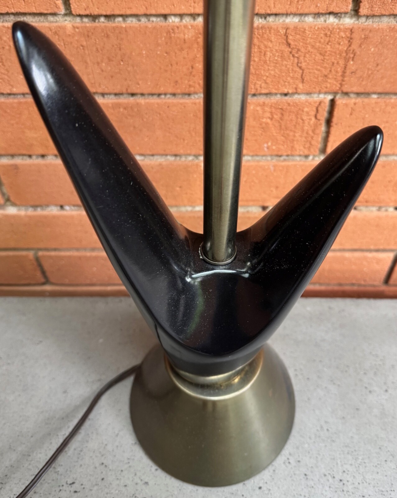 Vintage MCM Black Ceramic Boomerang Lamp Mid Century Modern Lighting Atomic 50s