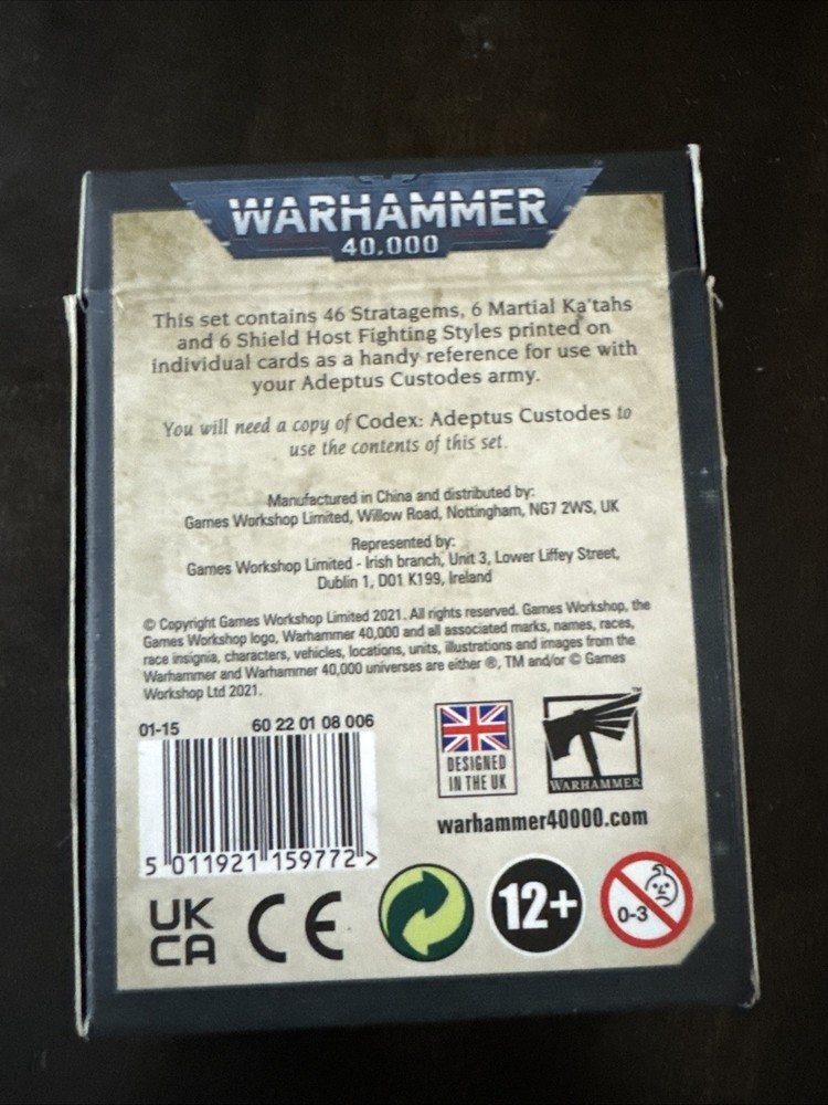 Warhammer 40K Adeptus Custodes Datacards 9th Edition