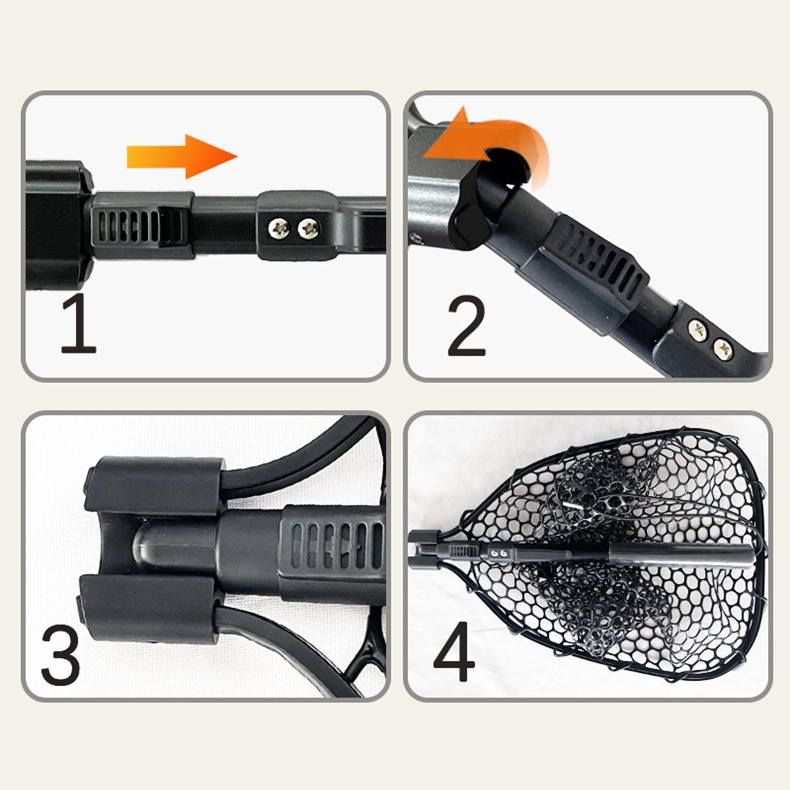 Folding Fly Fishing Landing Net Rubber Safe Catch Release Silicone Fish Nets