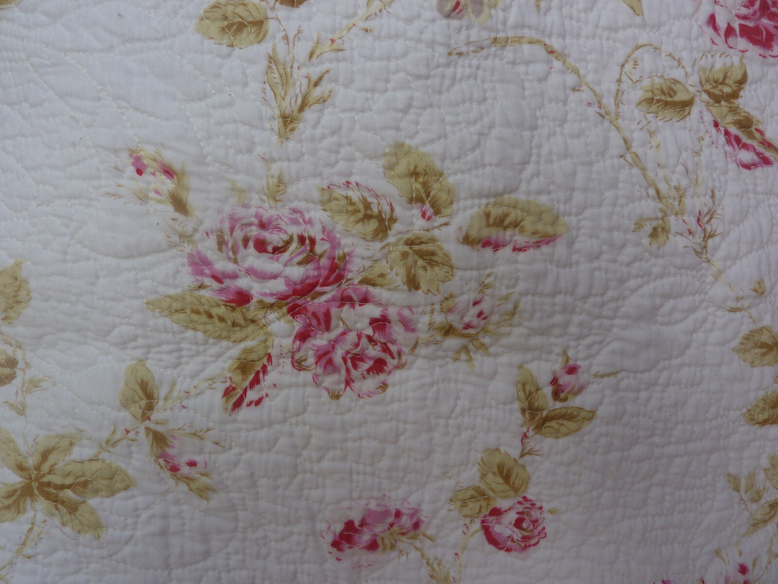 Quilted Shabby French Country Chic  Roses Large Floor Pillow Cover  24x40 Zipper
