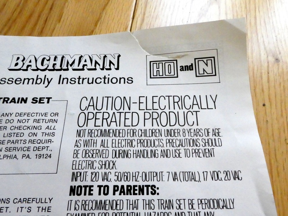 Bachmann Electric Train Track Set HO & N Assembly instructions Operation Guide