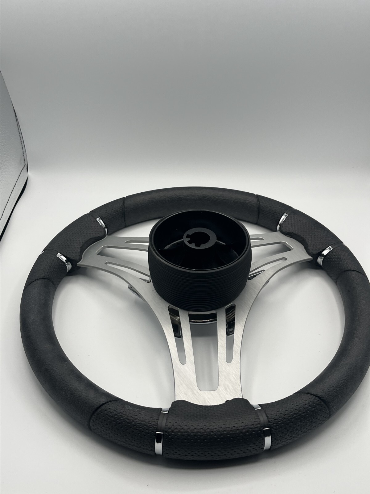 Verona Boat Steering Wheel Gray Brushed Aluminum Spokes KEYED or SPLINED HUB