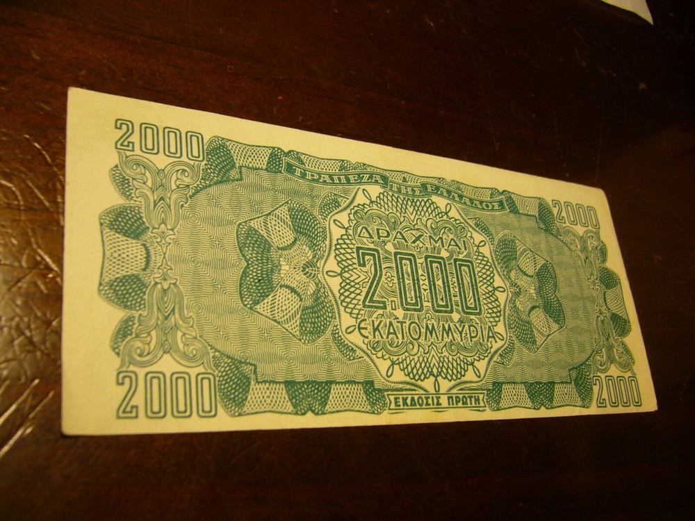 1944 GREECE 2000 DRACHMAI UNC