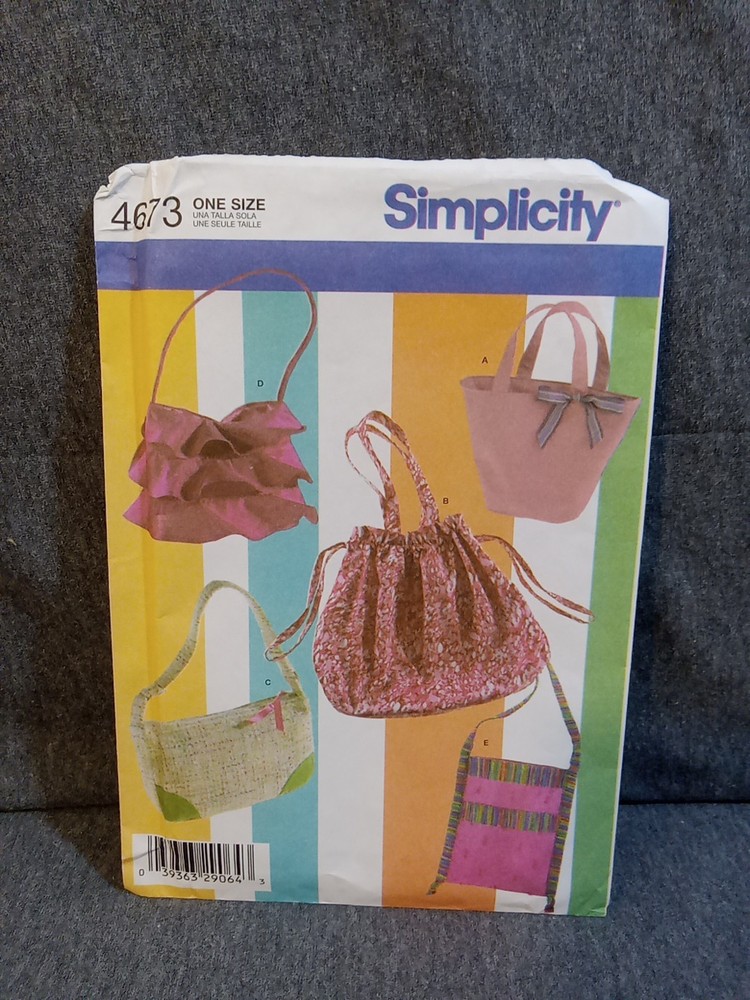 Simplicity Sewing Pattern #4673 Uncut Handbags