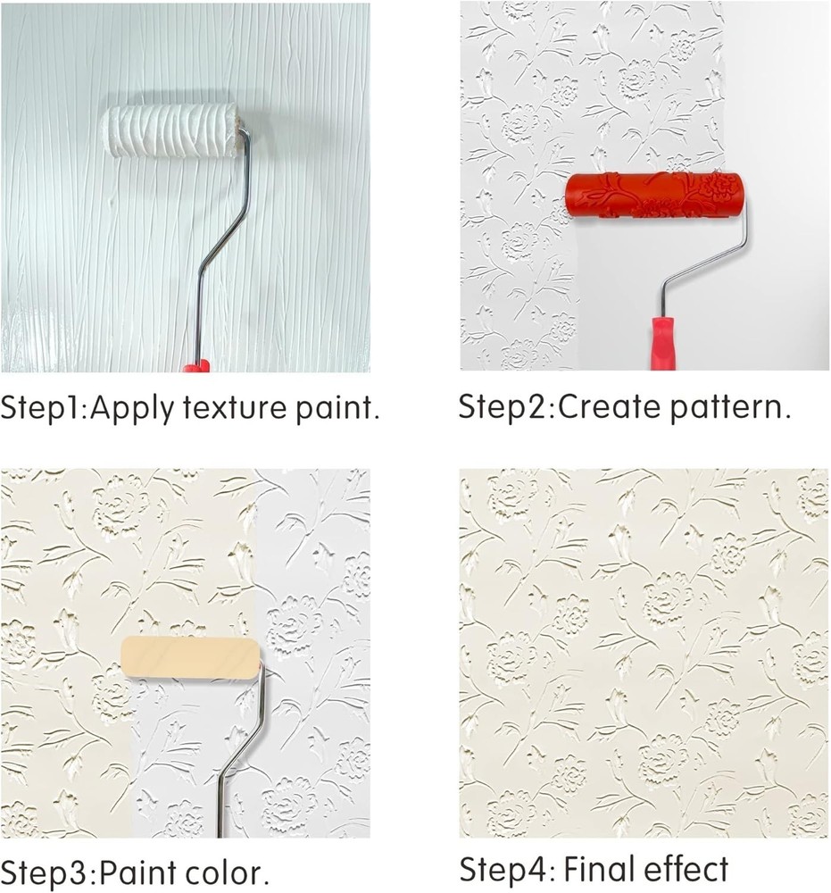 7'' Texture Roller DIY Decorative Art Pattern Paint Roller Rubber Roller for Wal