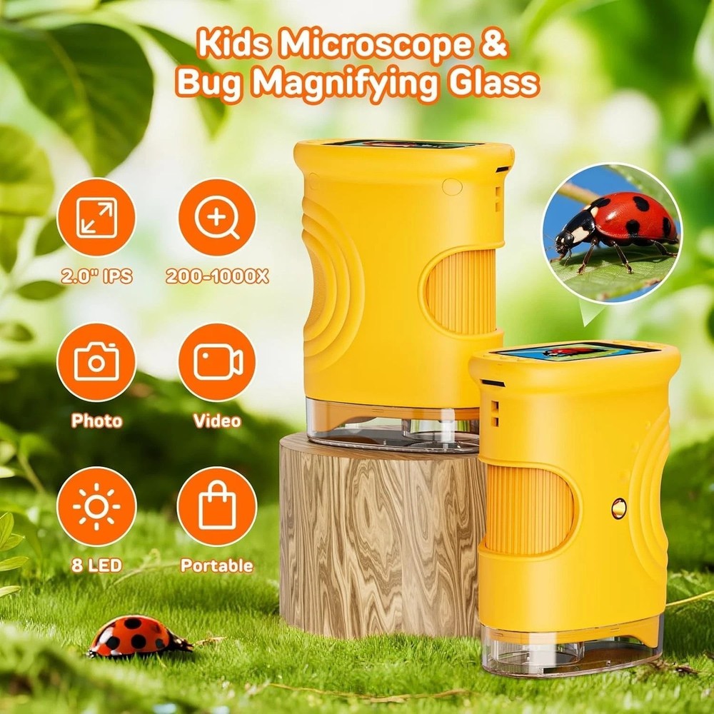 1000X Digital Handheld Microscope for Kids with 2.0" IPS Screen, Easter Gifts...
