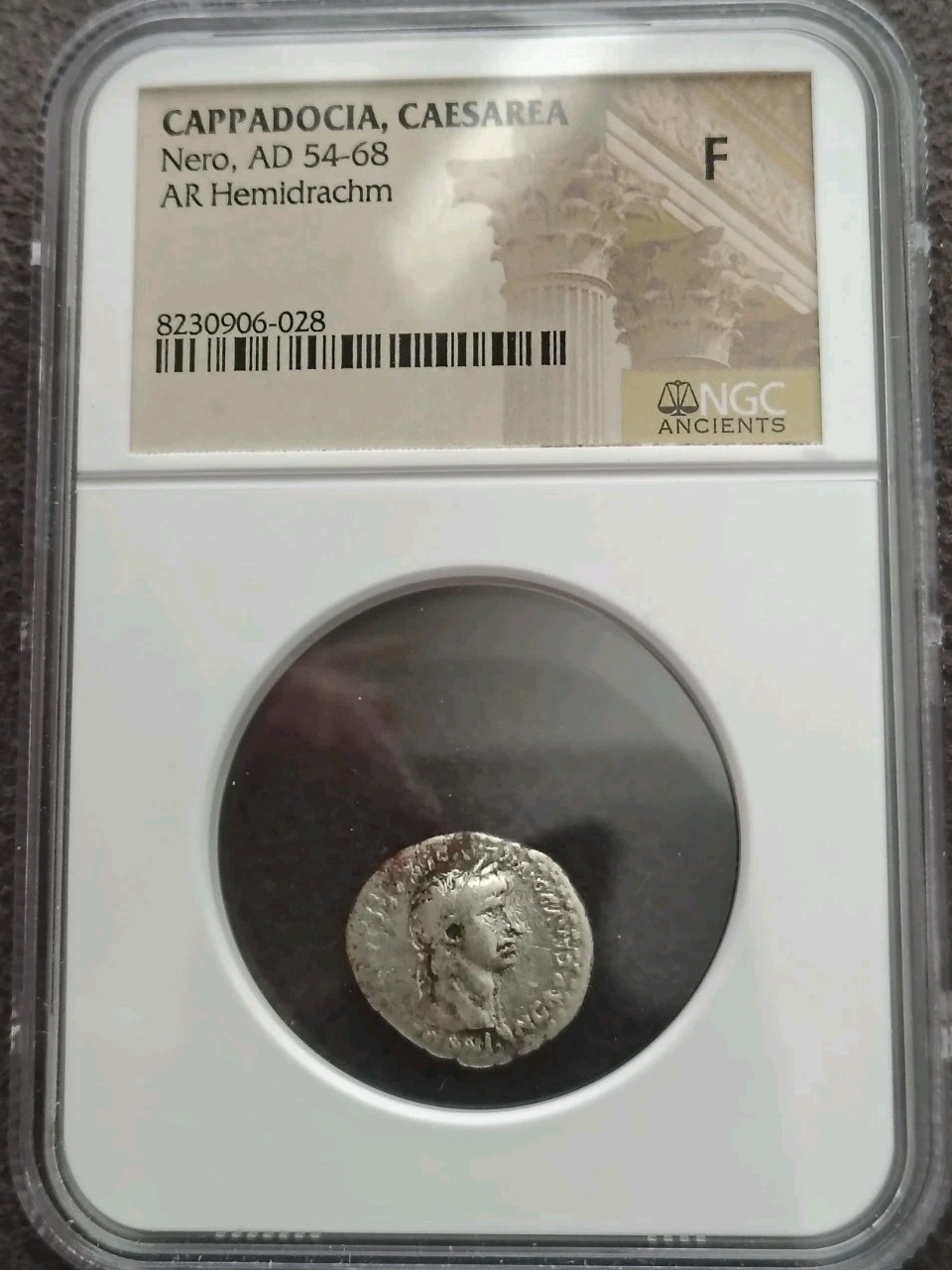 NERO Authentic Ancient Silver Roman HEMIDRACHM Coin Cappadocia NIKE NGC F