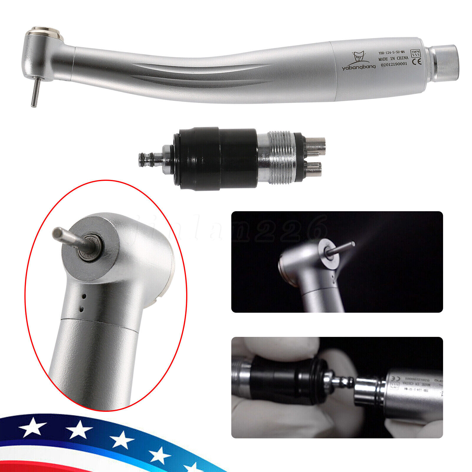 NSK Style Dental High Speed Handpiece Push Button + Quick Coupler Swivel 4 Holes