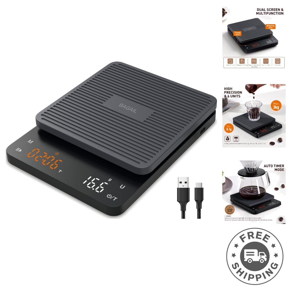 Professional Pour Over Coffee Scale – Auto Timing, Tare Function & Large Display
