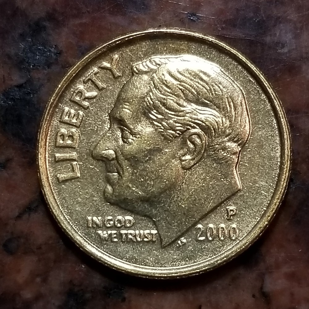 GOLD PLATED 2000-P ROOSEVELT DIME - #B3579