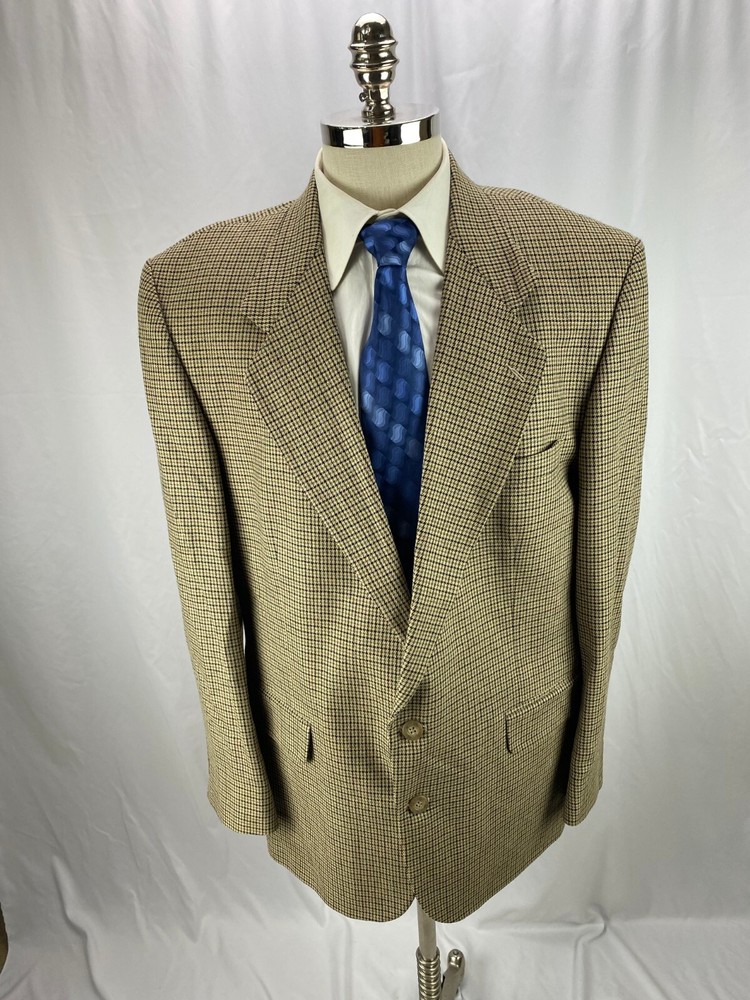 Priatti Mens Brown Houndstooth Blazer Jacket 46R
