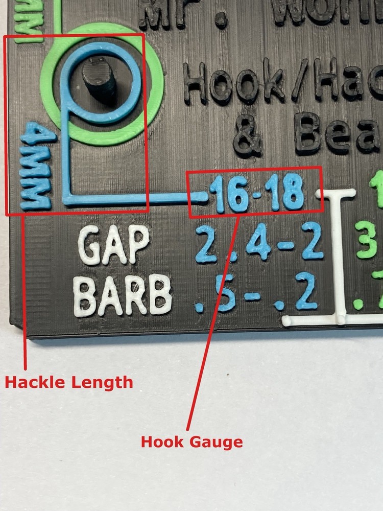 Mr Wonky’s - Dry Fly Tying Gauge – Hackle, Hook & Bead Sizing Tool