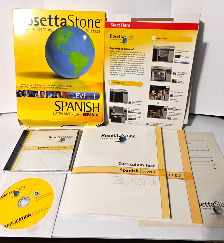 Rosetta Stone Latin American Spanish Level 1 Set Language Learning Personal Ed.