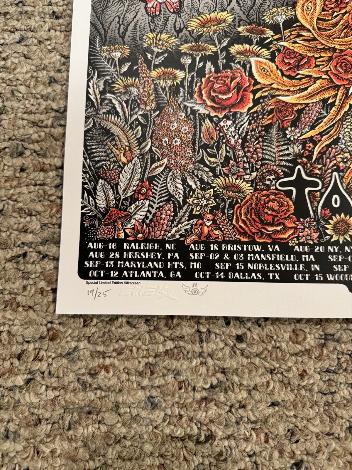 Dead And Company 2021 Summer Tour Poster Red And Black Variant S & N 19/25 M/NM