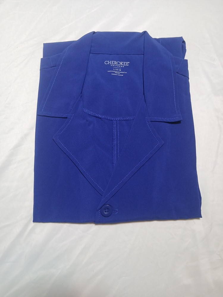 Cherokee Lab Coat Scrub Jacket Blue Large