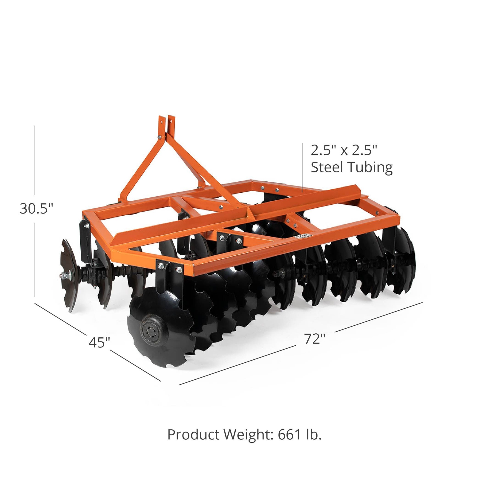 Titan Attachments 3 Point 6ft Notched Disc Harrow Plow Attachment for Cat 1