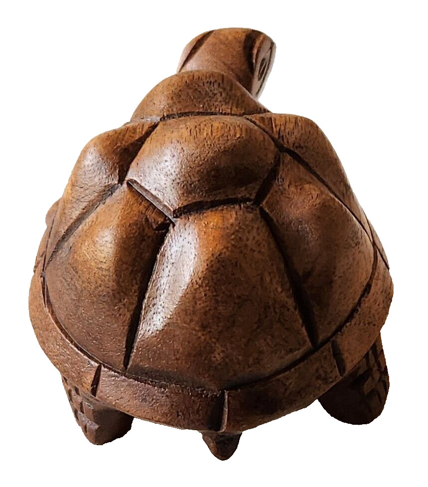 Small Acacia Wood Carved Turtle