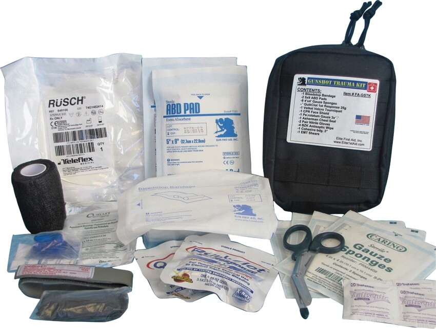 Elite First Aid Gunshot Trauma Kit First Aid Kit FAGSTK 8" x 6" x 3 1/2"