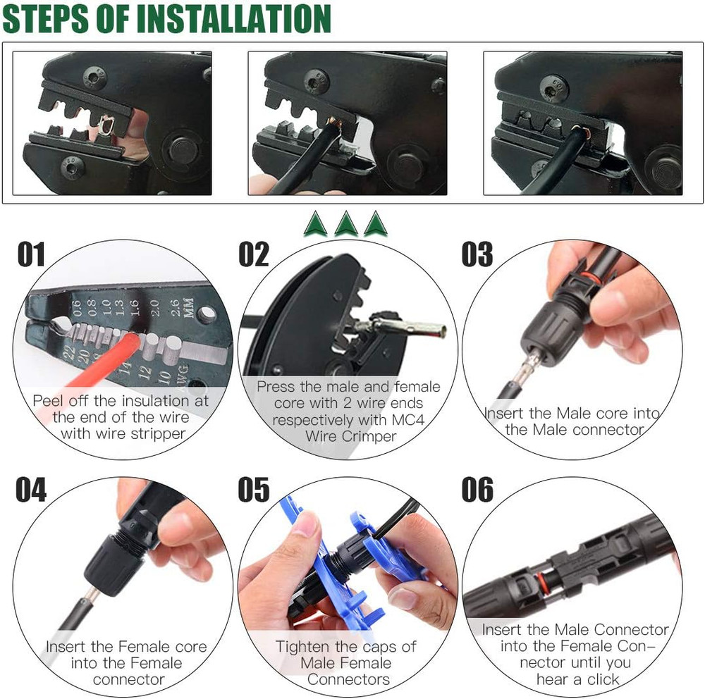 Solar Crimping Tools Includes Solar Panel Connectors, Solar Cable Connectors, Sp