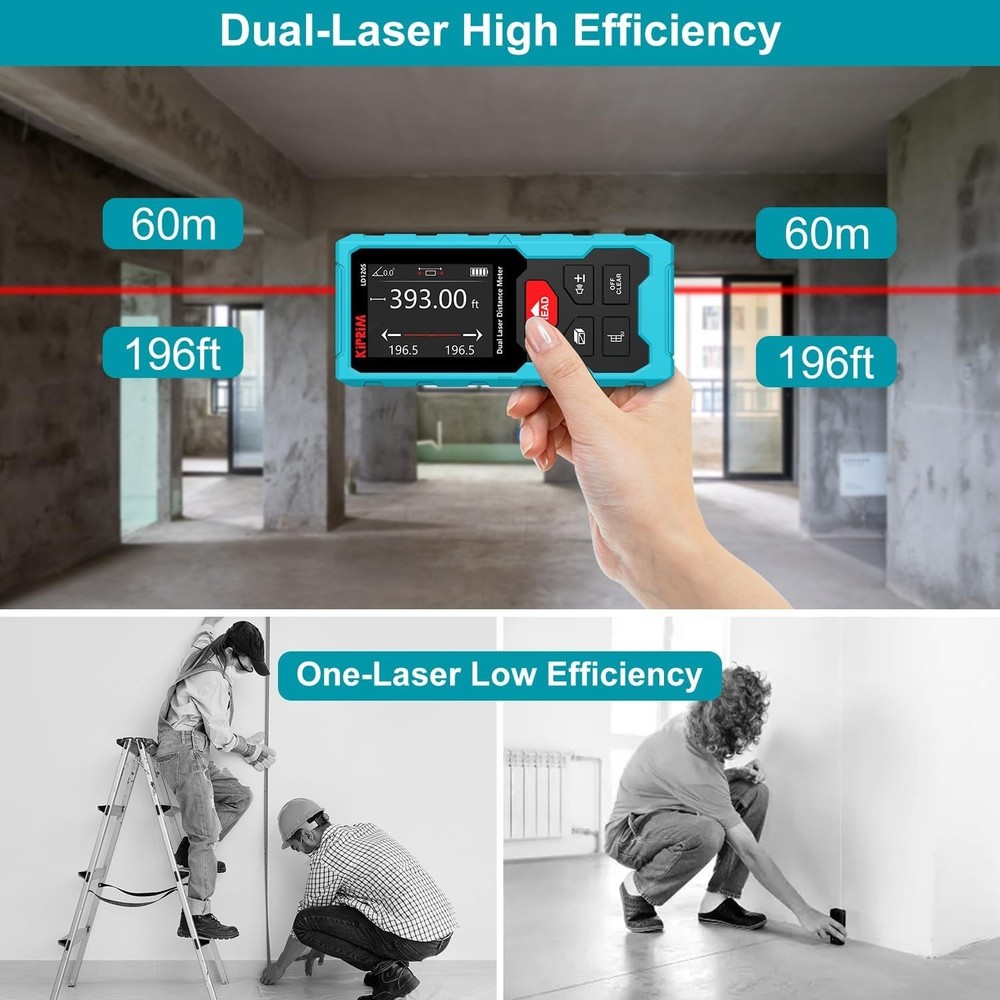 Rechargeable 393ft Laser Distance Measuring Tool with Electronic Level Function