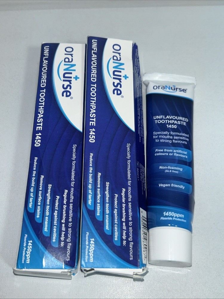 3 Sealed Ora Nurse Unflavored Toothpaste Vegan Missing One Box