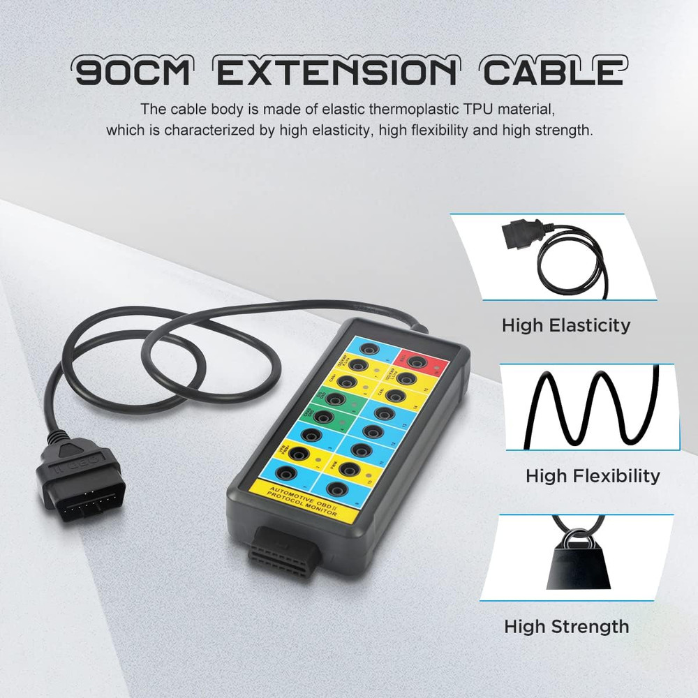 OBD2 Breakout Box with LED Light Indicator, Professional 16-Pin OBD Breakout Box