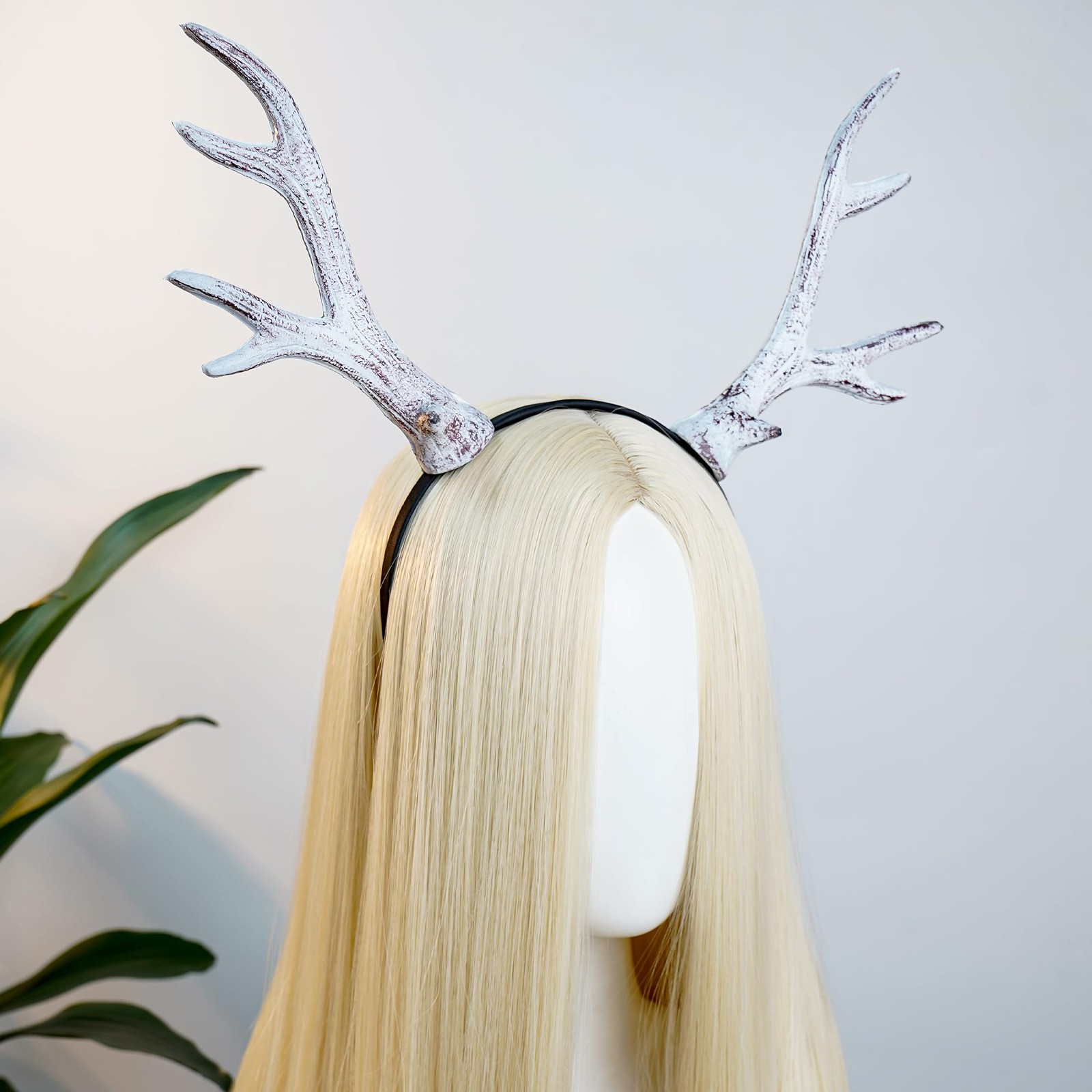 MOSTORY White Antler Horns Headband - Deer Antlers for Adult