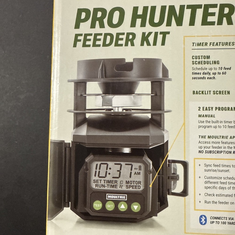 Moultrie Pro Hunter III Deer Feeder Kit Quicklock Adapter Bluetooth Connect