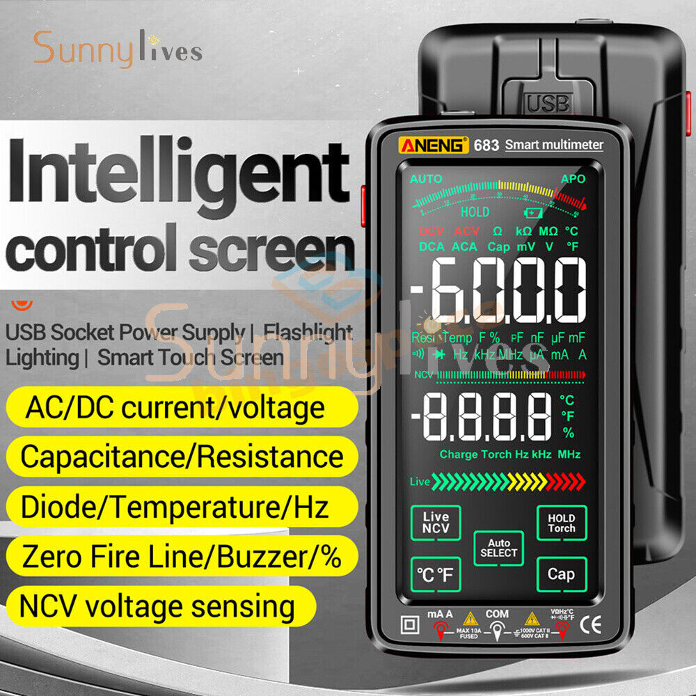 ANENG 683 682 681 Smart Digital Multimeter AC/DC Capacitance Meter Diode Tester