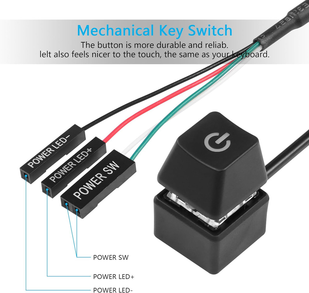 Sinloon Desktop Switch Desktop Computer Power Switch External Remote Start Compu