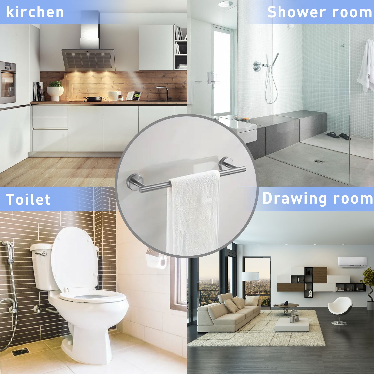 10 Piece Bathroom Hardware Accessories Set with 23.6" Towel Bar - Brushed Nickel